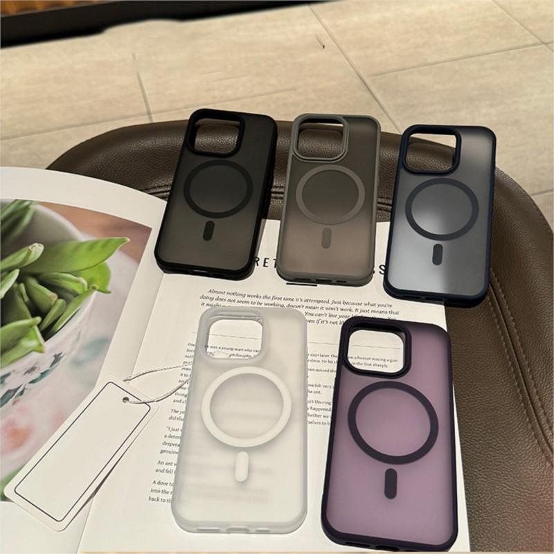For Magsafe Matte Armor Magnetic Wireless Charging Case For iPhone 11 12 13 14 15 16 Pro Max Plus Shockproof Translucent Cover