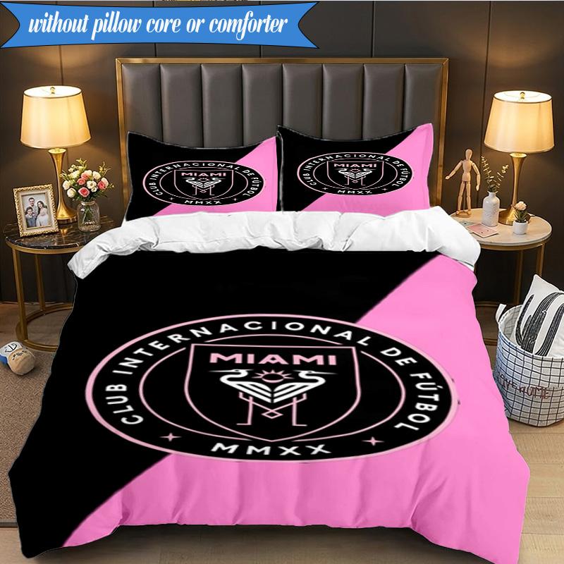 3PCS Club Internacional de Fútbol Miami Soft Bedding Set,Including 1pc Duvet Cover And 2pcs Pillowcases Perfect for Bedroom, Dormitory, Fan gift