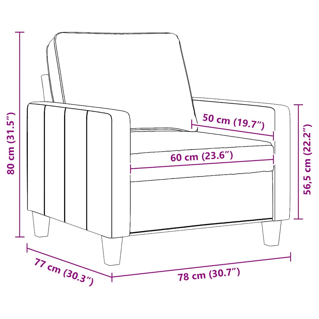 Armchair Light Grey 60 cm Fabric
