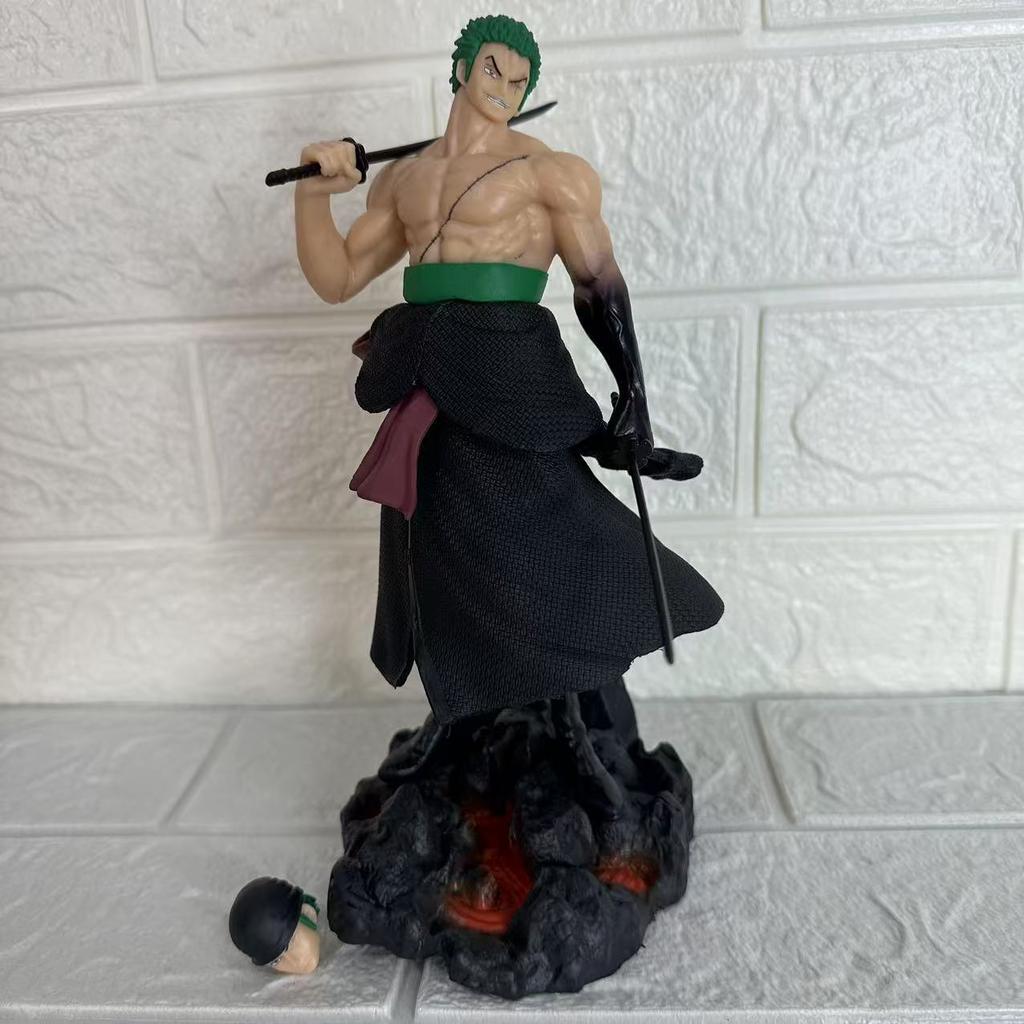 23 см Аниме One Piece Нож для переноски Ророноа Зоро Сменные головы ПВХ Коллекционная статуэтка Модель Фигурка Украшение Подарки