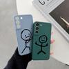 Funny Middle Finger Cute Man Liquid Silicon Case For Samsung Galaxy S24 S23 S22 Ultra S21 S20 FE S10 S24 Plus Luxury Phone Cover