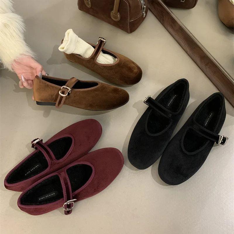 IPPEUM Балетки с пряжкой Красные Балерины Zapatos Mujer Женские туфли Мэри Джейн