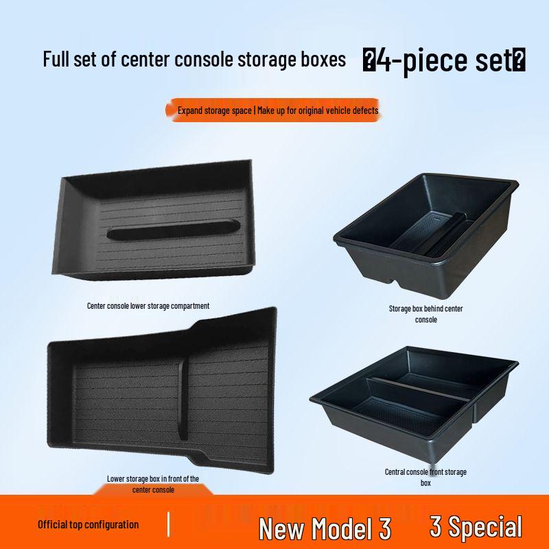 Center Console Storage Box for Tesla Model Y/3, 2025 Update, with Push-Pull Design