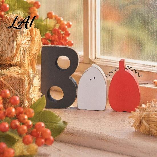 Farmhouse Holiday Tabletop Accents 3 Pcs Halloween Indoor Table Decoration Cute Ghost Wooden Sign with Jute Rope Seasonal Room Decor Rustic