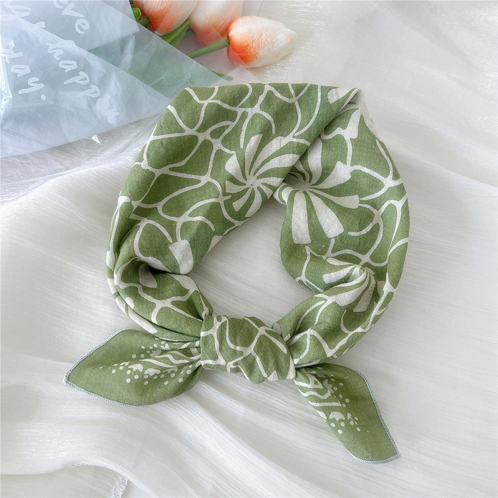 Cotton And Linen Small Square Scarf Silk Scarf Women'S Spring And Autumn New Style Artistic And Versatile Fashionable Temperament Headband Scarf