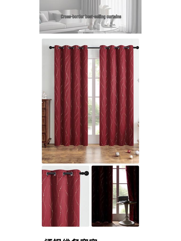 Шторы блэкаут на люверсах с горячим тиснением серебром для спальни и гостиной