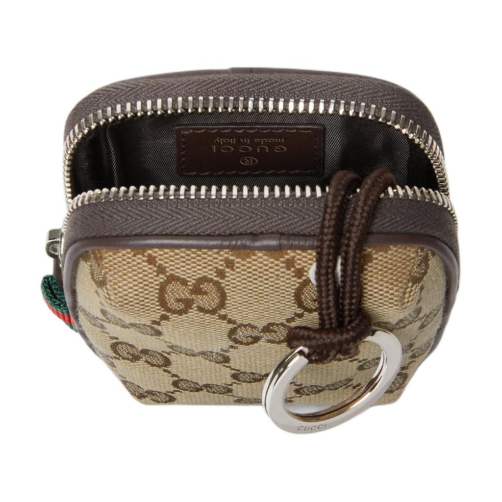 Gucci Логотип Принт Дизайн с цветовыми блоками Холст GG Мини-кошелек Мужской кошелек Коричневый 834270-FAEOO-9843