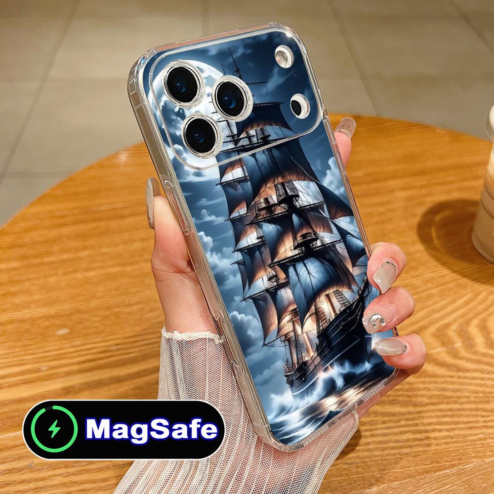 Пиратский Корсар Чехол для Мобильного Телефона для iPhone 17 16 15 14 13 12 11 Air Pro Max Plus Mini Magsafe Прозрачный Цветной Чехол Роскошный Чехол