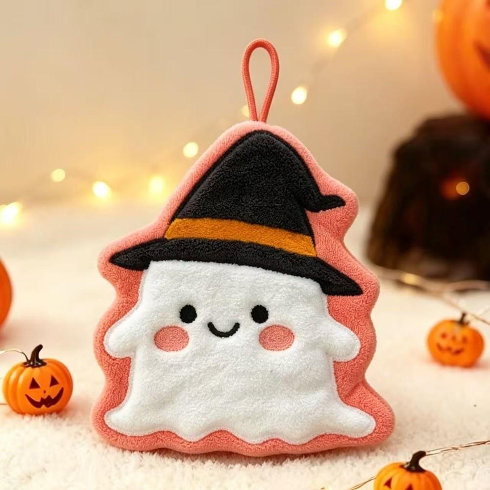 Coral Fleece Halloween Hand Towel Halloween Embroidered Coral Fleece Towel Bathroom Kitchen Use