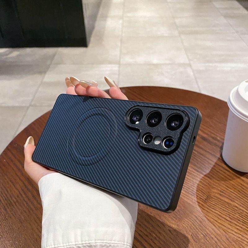 Suitable for Samsung S25 Ultra Mobile Phone Case Carbon Fiber Magnetic S23 S23 Business A06A55A54A56 Men's Model