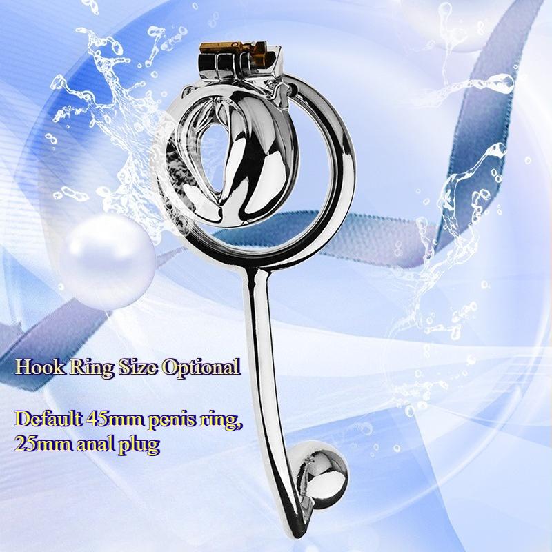 Chastity Cage with Anal Hook 2 in 1 Male Metal Chastity Cage Ring SM Bondage Sex Toy Male Chastity Restraint Device for Man Gay