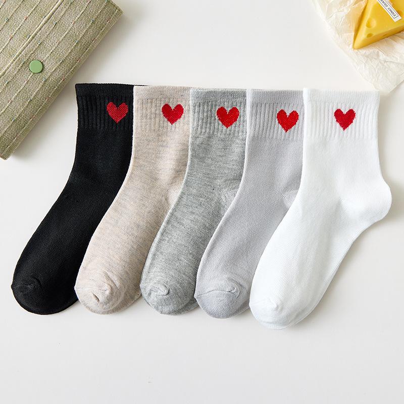 5Pairs Women Cotton Socks Cute Print Princess Two-dimensional Fashion Socks Striped Plaid Ladies Spring Summer Socks