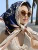 90cm Women's Scarf Printed Large Square Scarf Fashion Simulation Silk Scarf Sunscreen Shawl Wrapped Headscarf