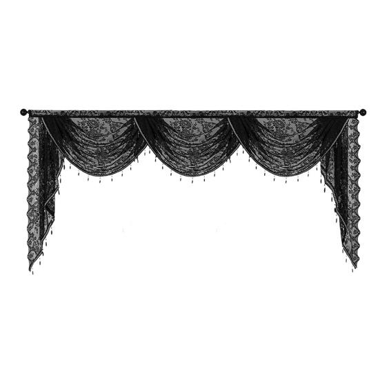 Black Beaded Lace Waterfall Valance Lightweight Breathable Easy Installation Luxurious Small Window Semi Sheer Swag Waterfall Valance