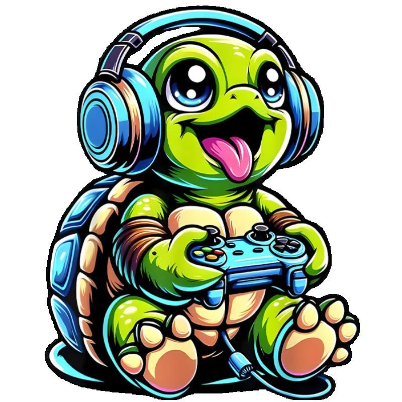 Футболка с круглым вырезом Черная Черепаха Геймер с принтом наушников и контроллера для повседневной носки и игровых мероприятий