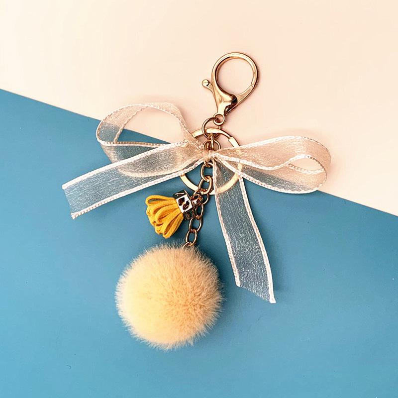 1 шт. брелок с бантом и мультяшным узлом, милый плюшевый роскошный брелок, пушистый шарик, сумка, декор