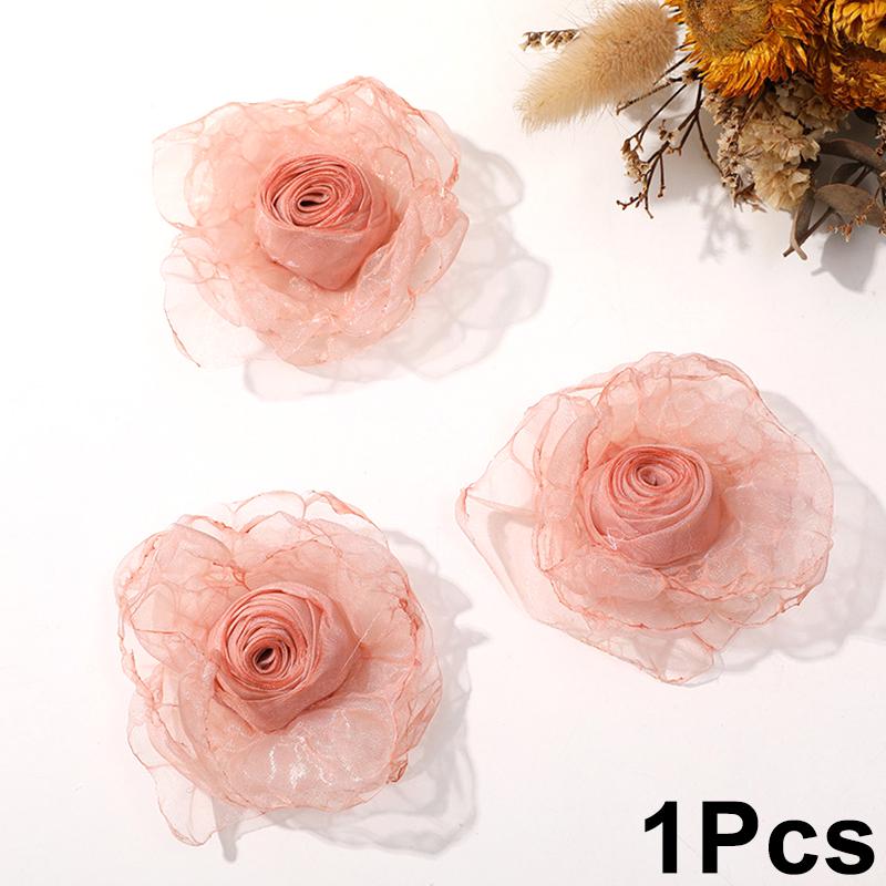 Искусственный цветок из шифоновой ткани ручной работы для свадебного платья, украшения шляп, своими руками, марля, обожженный край, роза, шитье, аппликация