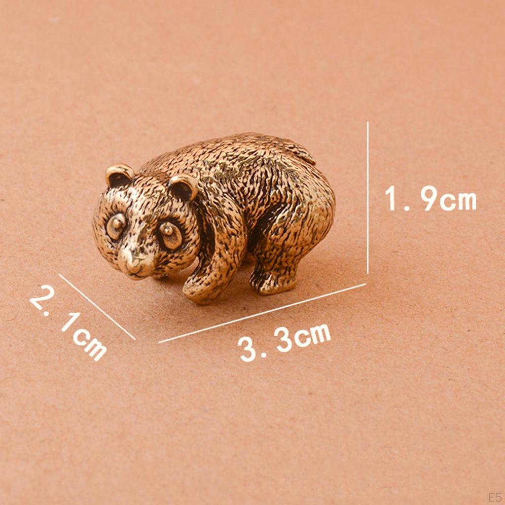 Brass Small Panda Statuette Micro Landscape Pandas Small-size Office Desktop Ornament Tea Pet Toy