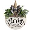Welcome Sign For Front Door, Rustic Round Wood Wreaths Wall Hanging Outdoor Decor, Porch Fence Decorations Hanging Gift For Home