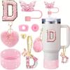 8pcs Cup Accessories for Cup 30oz 40oz Includes Butterfly Straw Cover Cap Silicone Boot Alphabet Handle Charm Initials Sticker