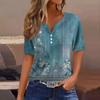 Women's T Shirt Tee Print Button Short Sleeve Daily Weekend Fashion Basic V- Neck Regular Top