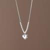 Latest S925 Silver Necklace Korean Version Temperament Simple Glossy Love Cut Faceted Beads Sweet Clavicle Chain Girls 'Gift