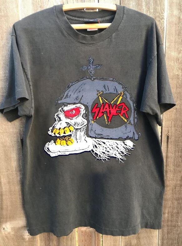 Vintage style Slayer rock band short sleeve charcoal color shirt KV28114 Unisex T-Shirt