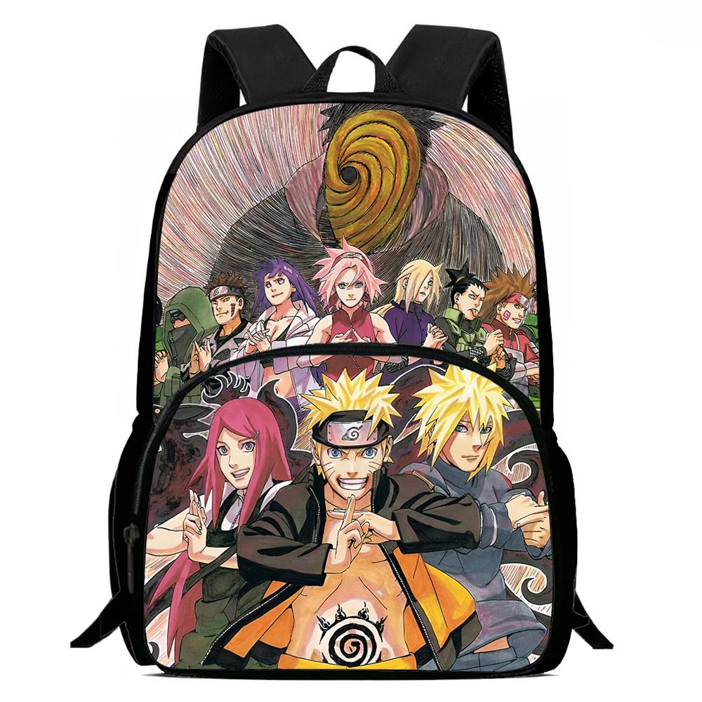 Мультяшный рюкзак NARUTO, легкий, с передним карманом, регулируемой лямкой, унисекс, подходит для детей 6-10 лет