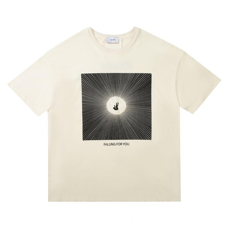 High Street Oversize Couple T-Shirt American Streetwear Print YYZP RHUDE Short Sleeve Tee Teens