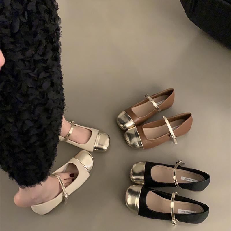 Модные 2024 новые женские туфли на плоской подошве, модные женские балетки с круглым носком и мелкой пряжкой, модельные балетки на мягкой плоской подошве
