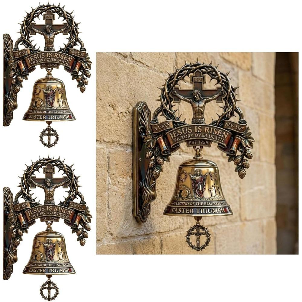Vintage Jesus Virgin Mary Statue Doorbell Christian Religious Home Decor Bronze Church Gift Inspirational Bible Verse Door Chime