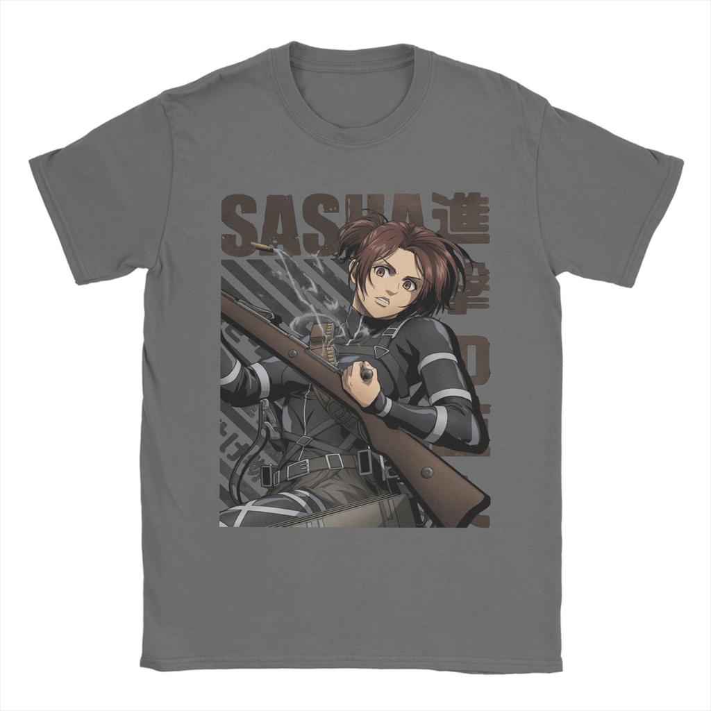Новинка Shingeki no Kyojin Саша Атака Титанов Футболки для мужчин Круглый вырез Чистый хлопок Футболки AOT Футболки с коротким рукавом Новые топы
