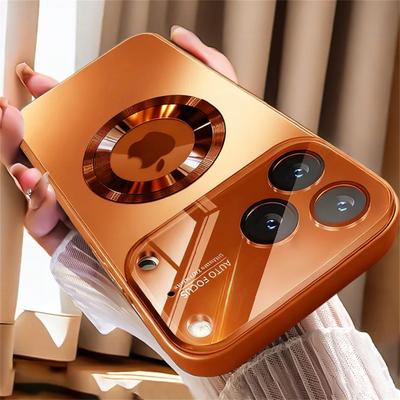 Роскошный матовый титановый чехол для iPhone 17 16 15 14 13 12 11 Pro Max Plus С магнитной защитой линзы из стекла для Magsafe Чехол для телефона