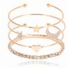 RUI RUI YU 4Pcs/set Women Fashion Bracelet Stylish Diamond Star Moon Concise Openings Bracelet