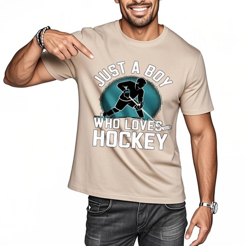 Rock For Her Oneck Tshirt Cotton Just A Boy Who Loves Hockey Minimalist Boys Teeshirt Relaxed Fit Tshirt Oversized Tshirt