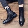 Luxury British Leather Pointed Toe Brand Chelsea Designer Boots Men Wedding Dress Formal Man Ankle Business Winter Elegant Shoes
