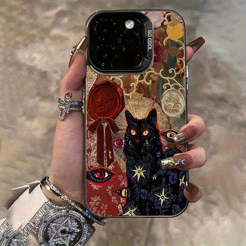 Черный кот узор противоударный чехол для телефона подходит для iPhone 17 16 15 14 13 12 11 Pro/Max/Plus противоударная задняя крышка