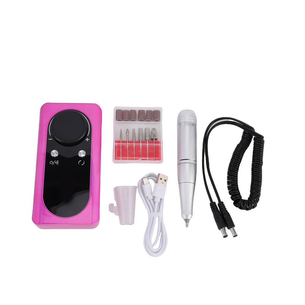 Cordless Electric Nail Drill 45000 RPM Nail File Machine with 6 Drill Bits 6 Sanding Bands for Acrylic Gel Dip Powder Polish