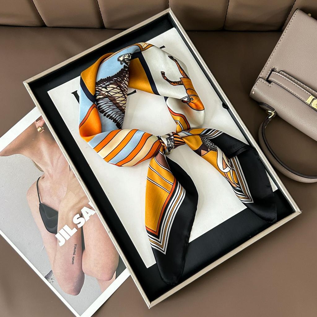 Шелковый шарф женский модный универсальный высокий смысл 70 квадратный шарф защита шеи шарф ретро шарф сумка