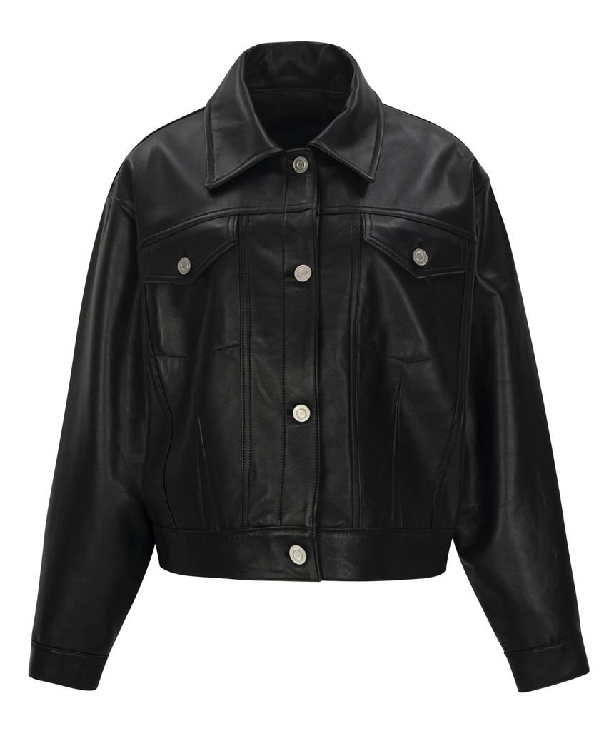 Bttb Real Leather Butt Jacket (Deep Black)