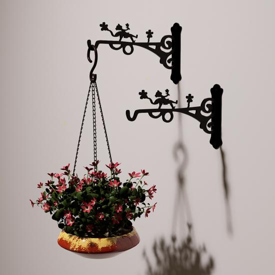 Настенная вешалка для растений, настенный крючок с металлическим покрытием, устойчивый к ржавчине, внутренний и наружный кронштейн для подвешивания растений, фонарь с колокольчиком, кормушка для птиц