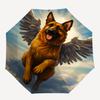 Angel Dog Themed Automatic Opening and Closing Fashion umbrella Creative Design Umbrella, Portable Tri fold Small Umbrella for Men and Wom