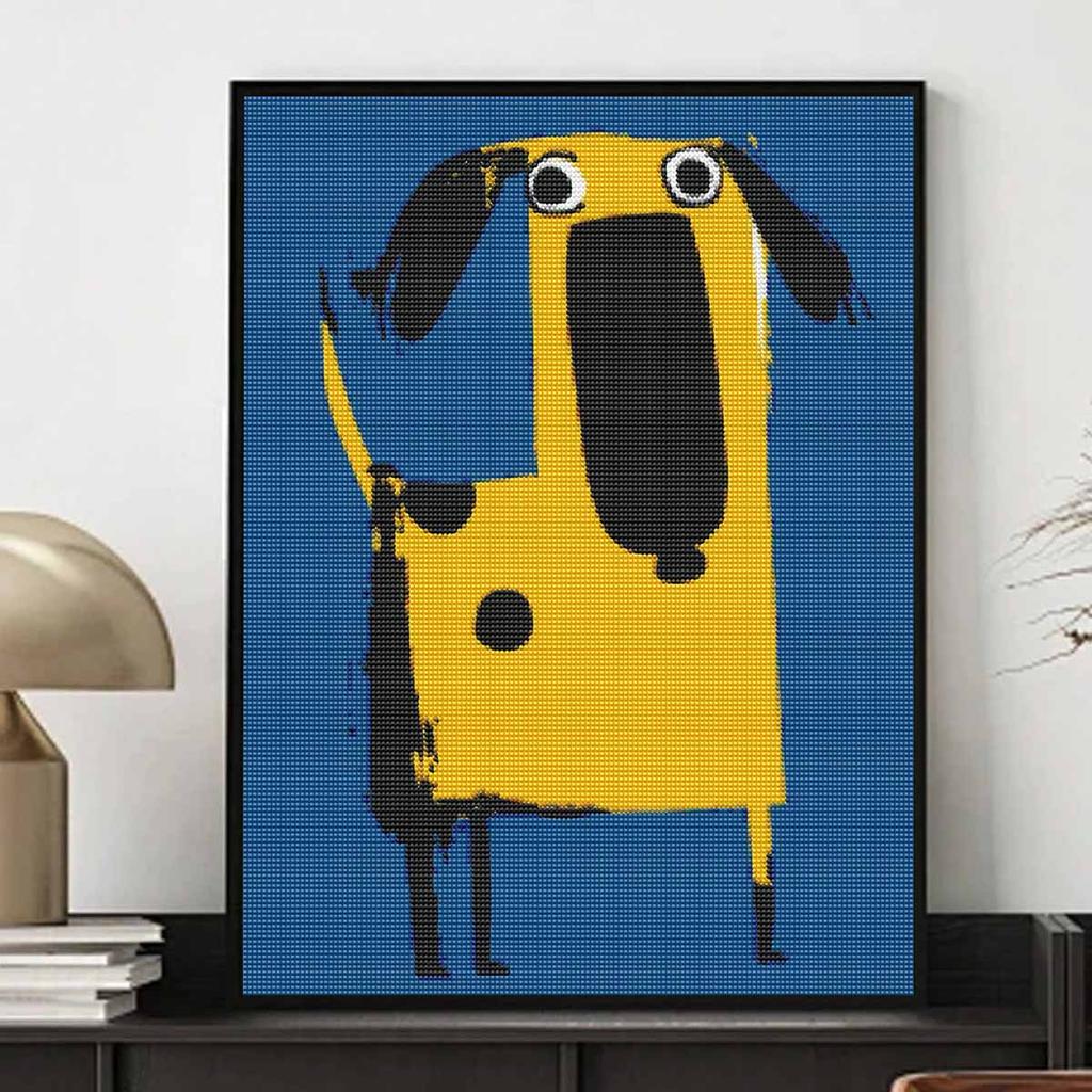 Diamond painting kit cute yellow dog. full diamond round mosaic handmade. home decoration gift
