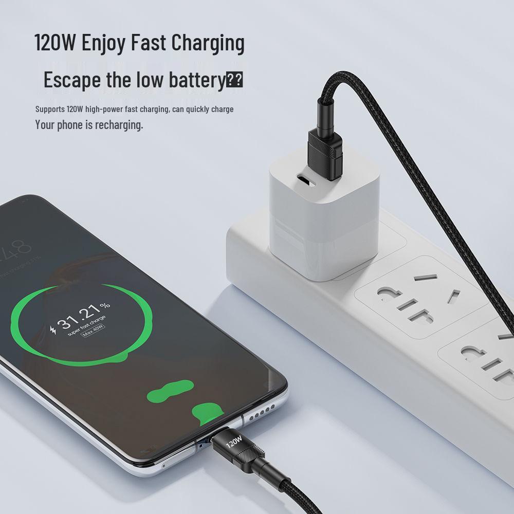 Высокоскоростной кабель Type-C 120 Вт 6 А для Apple 15/16, Huawei, Vivo, Oppo