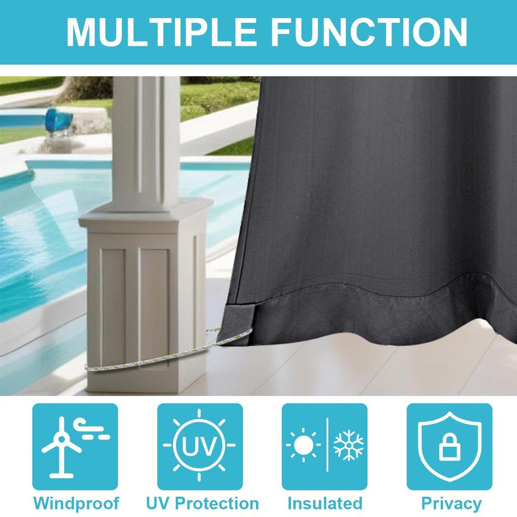1 Panel Outdoor Curtains, Waterproof UV Protection Blackout Curtain with Eyelets, 3D Textured Indoor Outdoor Drapes for Garden, Pergola, Gazebo