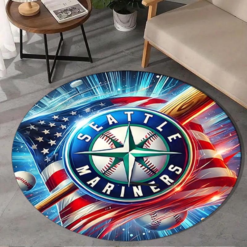 Seattle Logo Round Rug for Livingroom,Bedroom, Palyroom, Chair Rug, Area rug, Circle Carpet, Large Size Fan Christmas gift