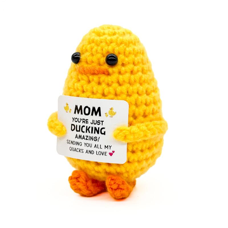 New Positive Crochet Duck Doll Cute Emotional Support Duck Desktop Ornament Emotional Inspirational Support Gift for Women Men