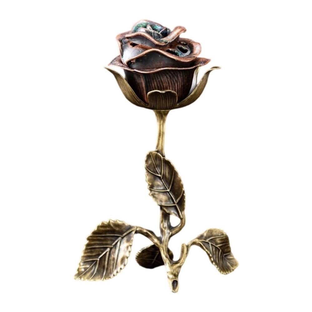 Handcrafted Metal Rose Burner Sturdy Aromatherapy Burner Rose Ornament Incense Holder Dining Room