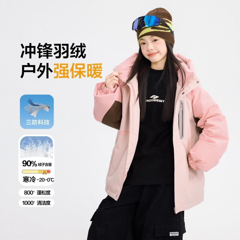 Girls Winter Color Block Ski Jacket Warm Thick Puffer Coat Kids
