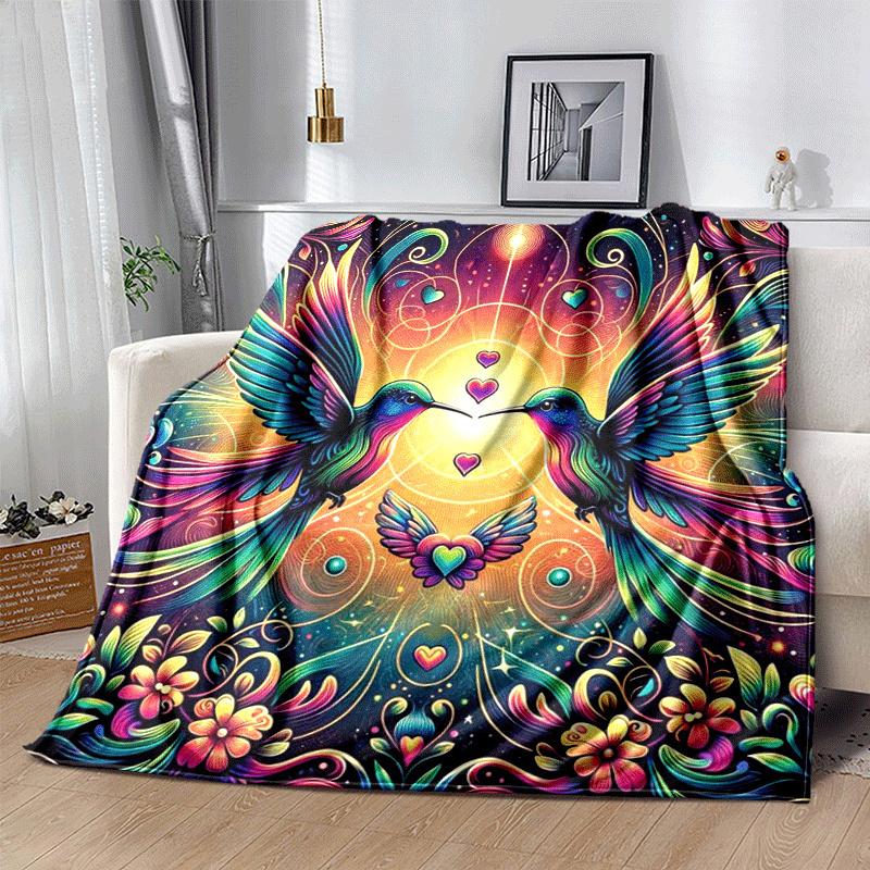 1pc Bird Printing Lightweight Flannel Blanket, Comfortable and Warm Blanket, for Camping Sofa Bed and Couch Office, Suitable for Gift Blanket